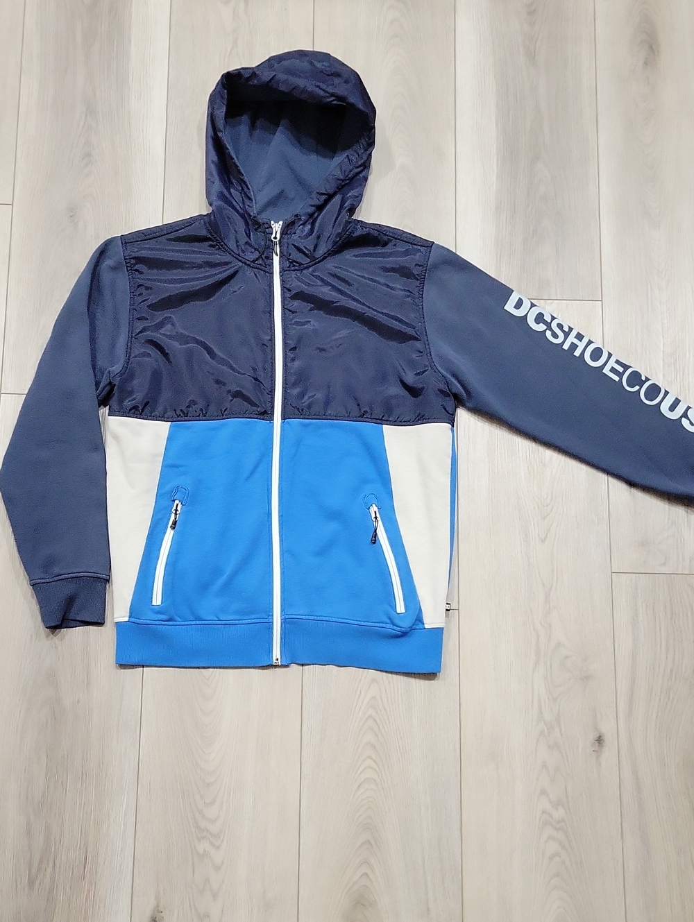 DC Colorblock Blue, Navy & White Hoodie Jacket